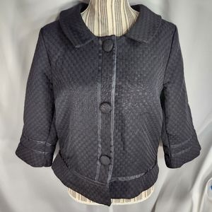 notations Black Basketweave Pattern 3 Button 3/4 Sleeve Jacket Size Large
